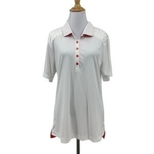 Maggie Lane Golf Polo Shirt Womens XL Extra Large White 1/2 Button Short Sleeve